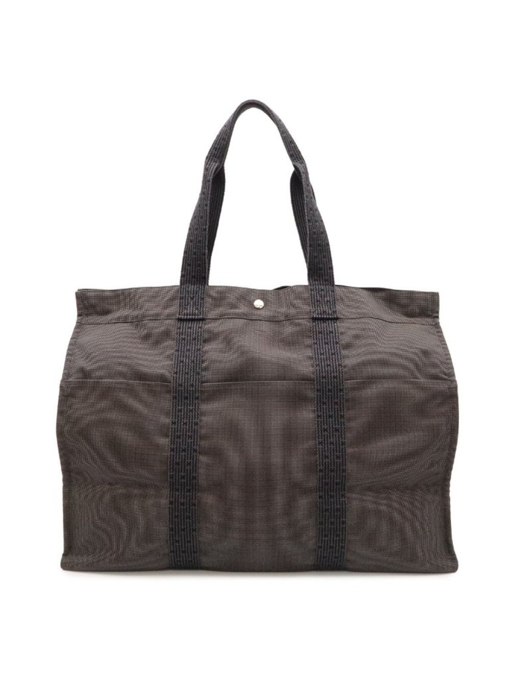 Hermes Herline Tote TGM Large Boston Bag Purse Canvas Gray Black